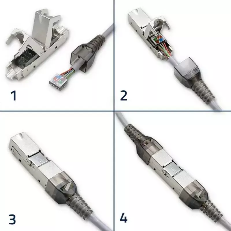 Qoltec 54540 werkzeugloser RJ45-Stecker CAT6 STP für geschirmte Ethernet-Kabel