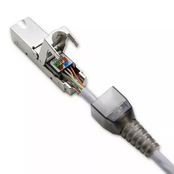 Werkzeugloser RJ45-Stecker QOLTEC 54540 CAT6 STP für geschirmte Ethernet-Kabel