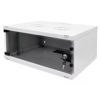 DIGITUS 4U Wandmontageschrank - SOHO unmontiert 241x540x400mm Vollglas-Fronttür grau