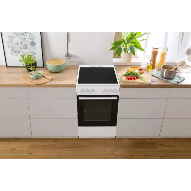 Gorenje GEC5A41WG Freistehender Herd Elektro-Glaskeramik-Kochfeld Weiß