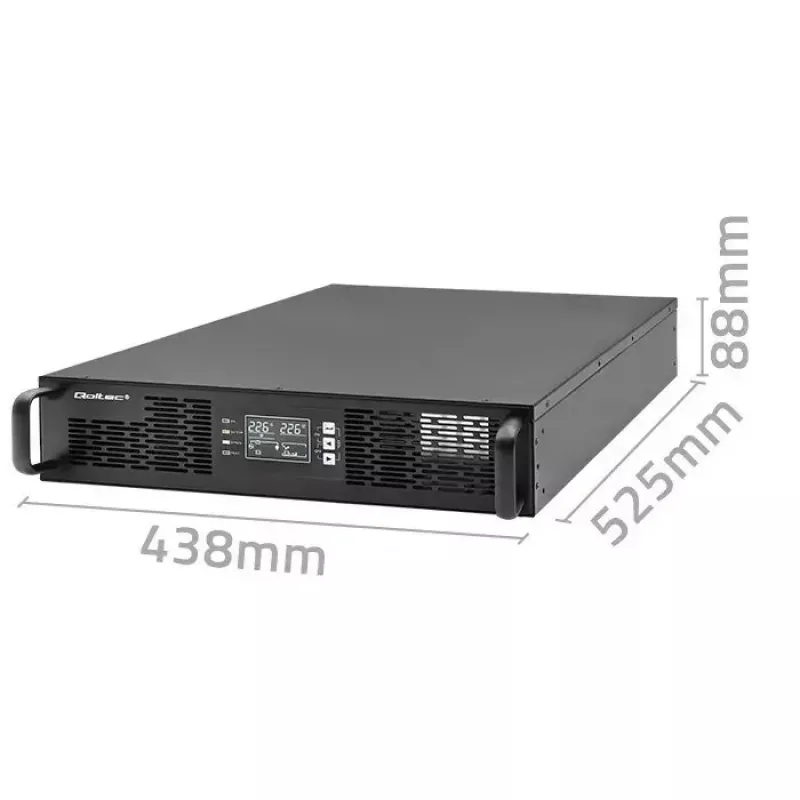 Qoltec 52286 Rack-USV 2 kVA (2000 W), Leistungsfaktor 1,0, rackmontierbar