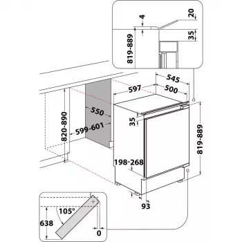 Whirlpool WBUL021 Kühlschrank Einbau 144 L Weiß