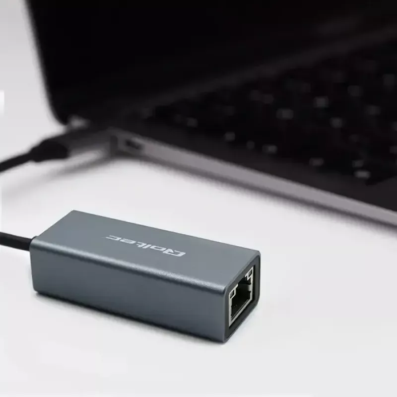 Qoltec 50352 RJ-45-Schnittstellenkarte USB Typ-C Buchse Grau