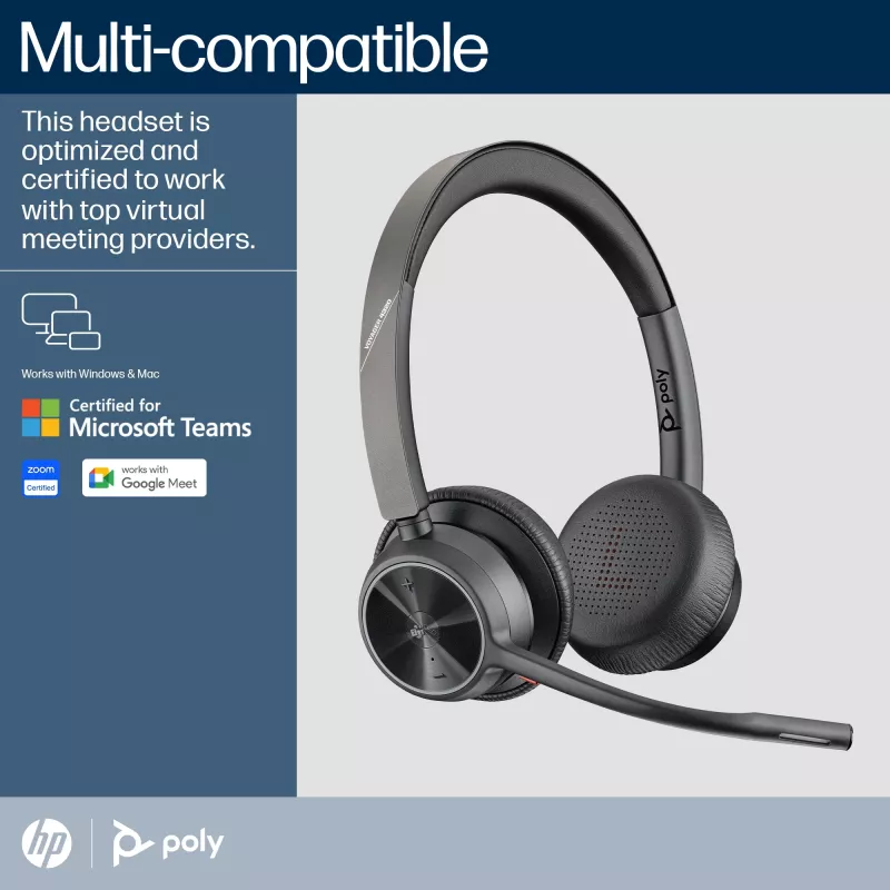 HP Poly Voyager 4320-M Microsoft Teams zertifiziertes Headset +BT700 Dongle +Ladestation