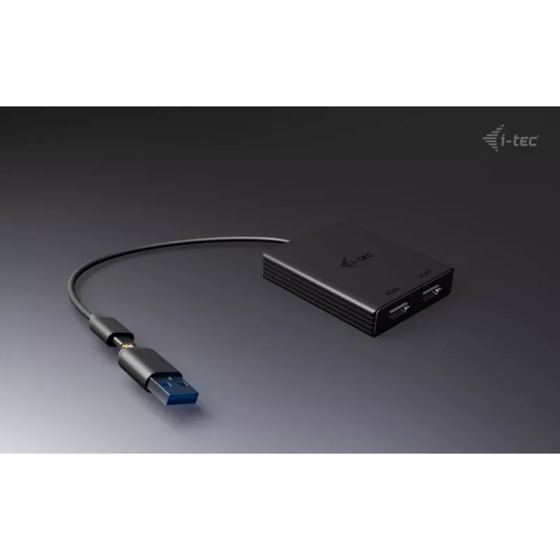 i-tec CADUAL4KHDMI USB-A/USB-C Dual 4K/60 Hz HDMI Videoadapter, 2x HDMI-Buchse, 0,27 m, 3840 x 2160, Schwarz