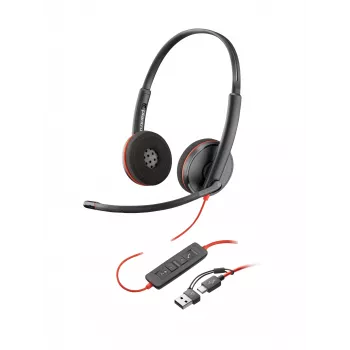HP Poly Blackwire 3215 monaurales USB-C Headset + 3,5 mm Stecker + USB-C/A Adapter