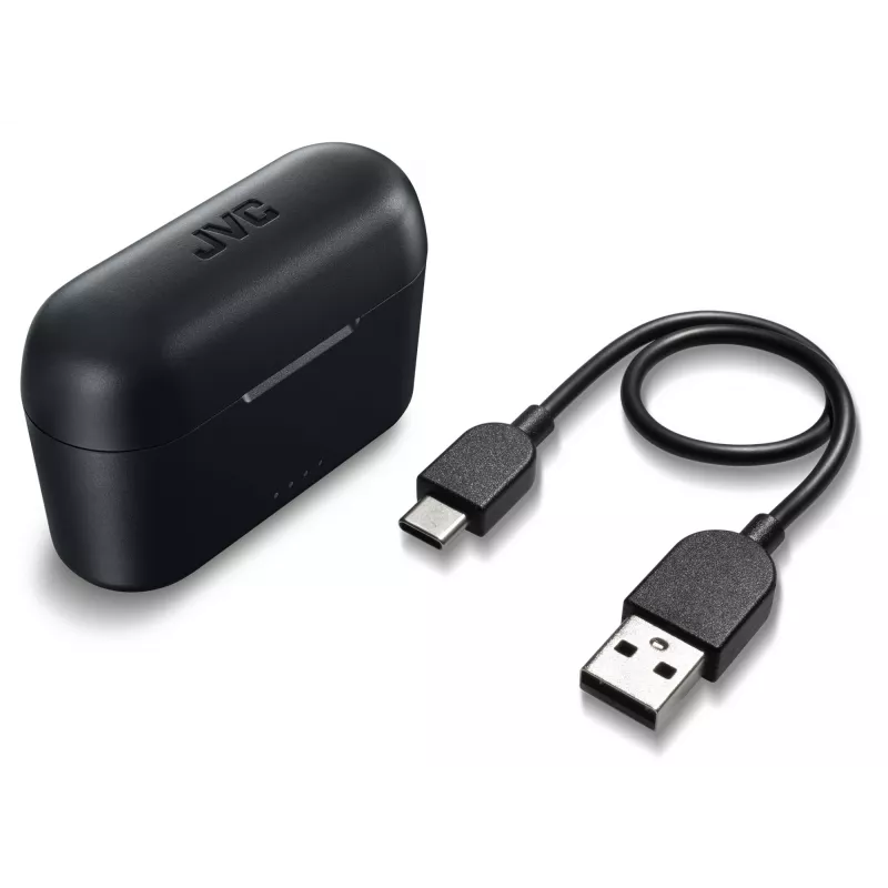 JVC HA-A3T-B-U True Wireless In-Ear-Kopfhörer, Bluetooth, Mikrofon, 7,5 h Wiedergabezeit, Schwarz