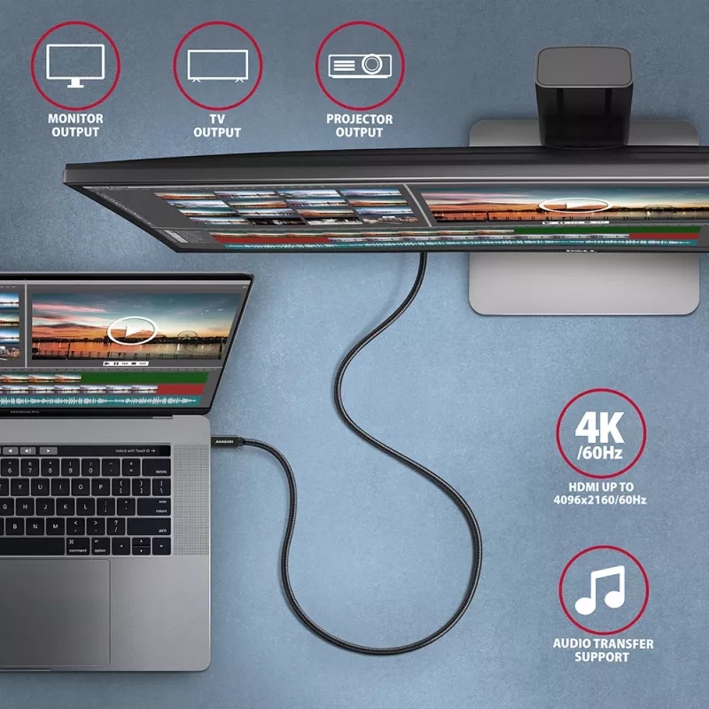 Axagon BUCM32-CM15AB SPEED+ USB-C <> USB 20Gbps/100W Kabel 1,5 m