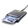 Axagon CRE-SM3T USB-A Smart-/ID-Kartenleser, flach, USB 2.0, 1,3 m, Schwarz, 56 g