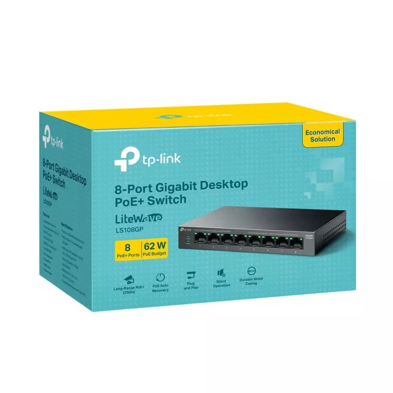 TP-Link LiteWave 8-Port Gigabit Desktop Switch mit 8-Port PoE+