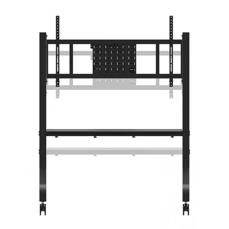 Neomounts MOVE Go XL FL50-575BL1 TV-Rollwagen 65-110 Zoll, max. 125 kg, höhenverstellbar 129-139 cm, VESA 100x100-1100x600, abschließbar, TÜV-zertifiziert, Schwarz