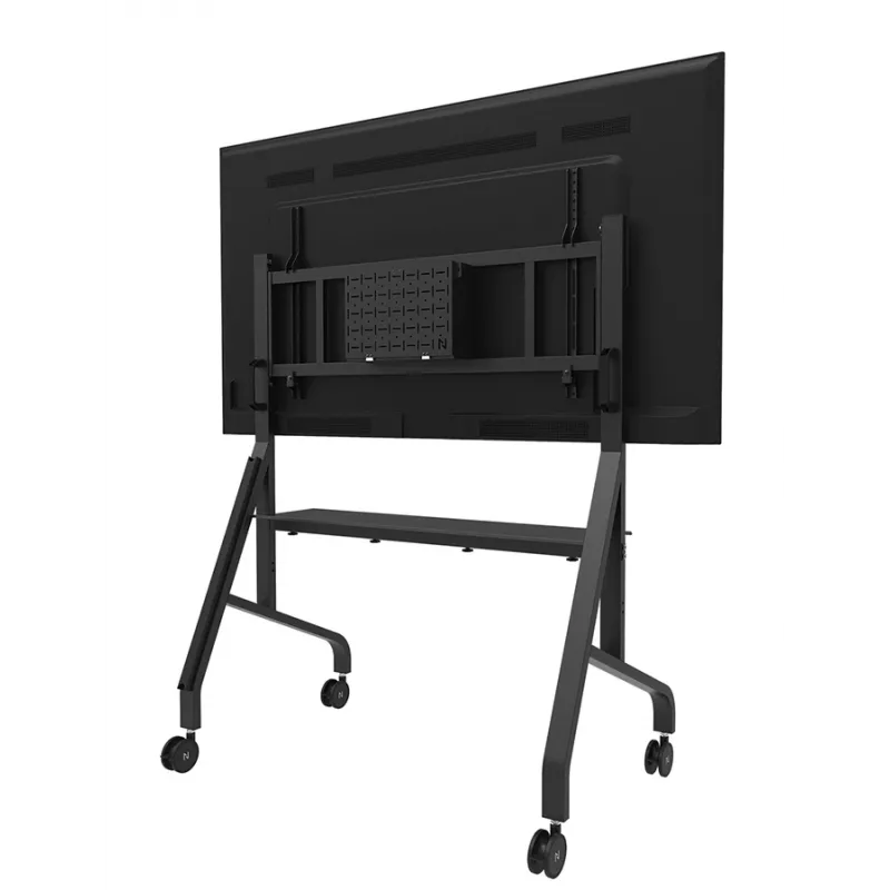 Neomounts MOVE Go XL FL50-575BL1 TV-Rollwagen 65-110 Zoll, max. 125 kg, höhenverstellbar 129-139 cm, VESA 100x100-1100x600, abschließbar, TÜV-zertifiziert, Schwarz