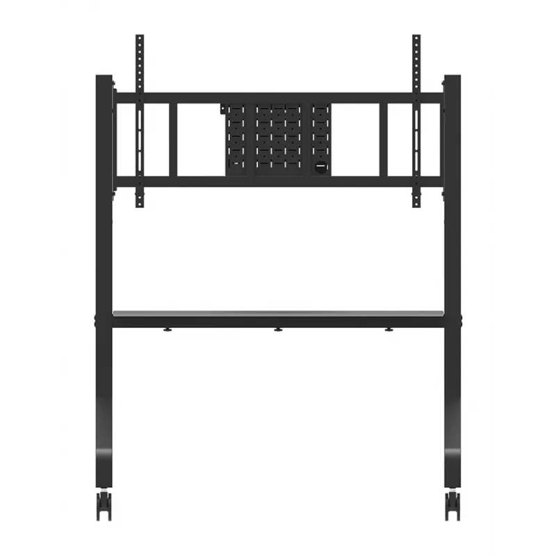 Neomounts MOVE Go XL FL50-575BL1 TV-Rollwagen 65-110 Zoll, max. 125 kg, höhenverstellbar 129-139 cm, VESA 100x100-1100x600, abschließbar, TÜV-zertifiziert, Schwarz