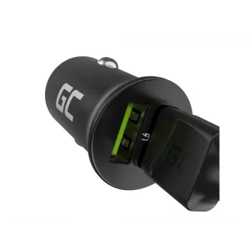 Green Cell GC PowerRide Nano36 CADM-GC-36AA Autoladegerät 36 W 6 A, 2 × USB-A, Ultra Charge Schnellladung, 12/24 V, Schwarz