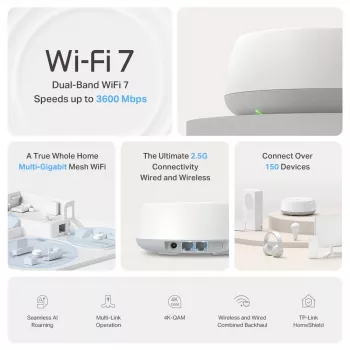 Mesh-System TP-Link BE3600 Dualband-Wi‑Fi 7 (802.11be), 2882 Mbit/s, 2× LAN, 2,4/5 GHz, 2er-Pack