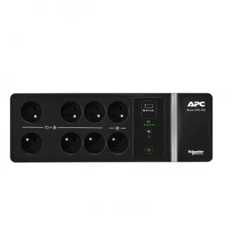 APC Back-UPS, 500VA/300W Boden-/Wandmontage, 230V, 8x französische/belgische Steckdosen, USB-Typ-A-Anschluss, benutzerwechselbare Batterie