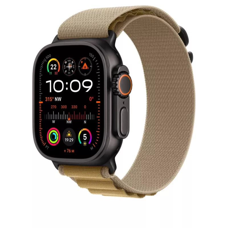 APPLE 49mm Tan Alpine Loop – Medium – Schwarze Titanoberfläche