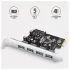 Axagon PCEU-430RS PCIe 2.0 x1 Controller-Karte, 4x externe USB-A 5 Gbit/s (USB 3.2 Gen 1), Renesas PD720201, UASP, SATA-15-Pin-Stromanschluss
