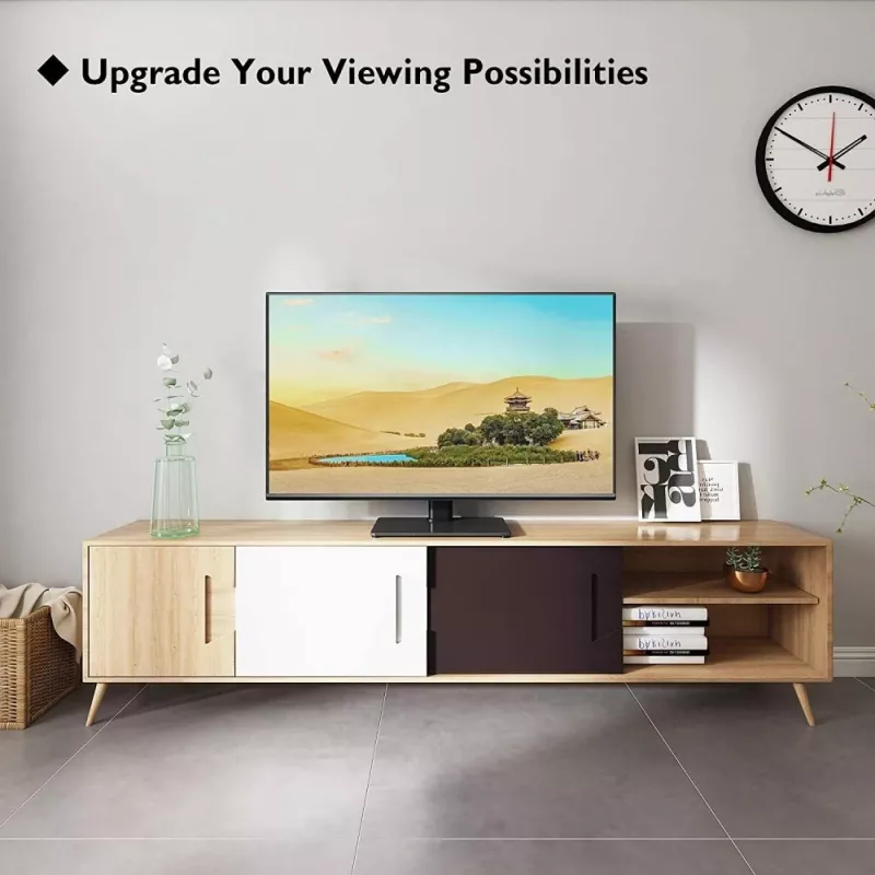Techly ICA-LCD 323S TV-/Monitor-Tischständer, 23–43 Zoll (58,4–109,2 cm), 40 kg, schwenkbar, VESA 200x200, Fuß aus Hartglas, Schwarz
