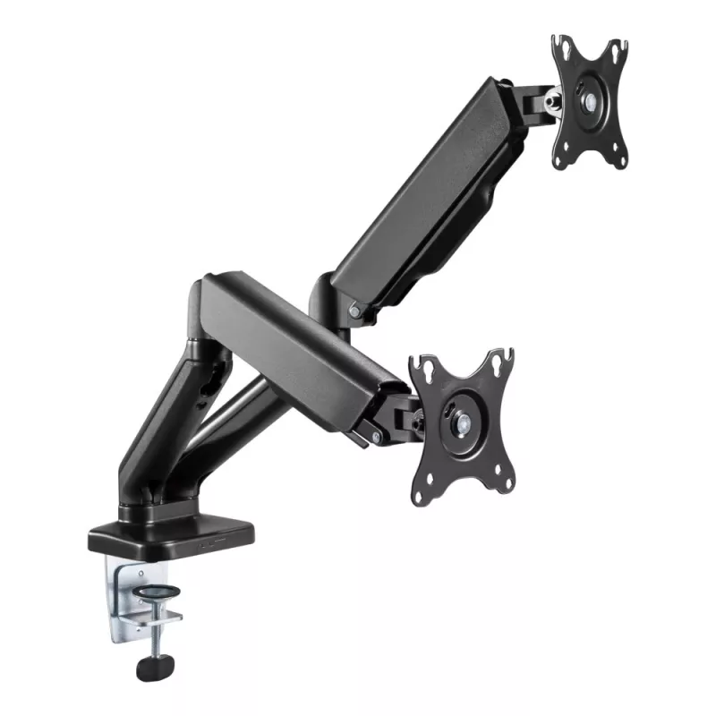 Techly ICA-LCD 462B Monitorarm für den Tisch, Gasdruckfeder, 17–32 Zoll (43,2–81,3 cm), 9 kg, VESA 75x75/100x100, Schwarz