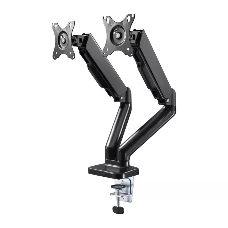 Techly ICA-LCD 462B Monitorarm für den Tisch, Gasdruckfeder, 17–32 Zoll (43,2–81,3 cm), 9 kg, VESA 75x75/100x100, Schwarz