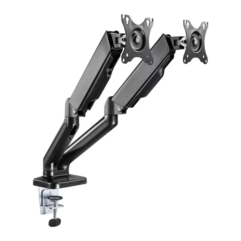 Techly ICA-LCD 462B Monitorarm für den Tisch, Gasdruckfeder, 17–32 Zoll (43,2–81,3 cm), 9 kg, VESA 75x75/100x100, Schwarz