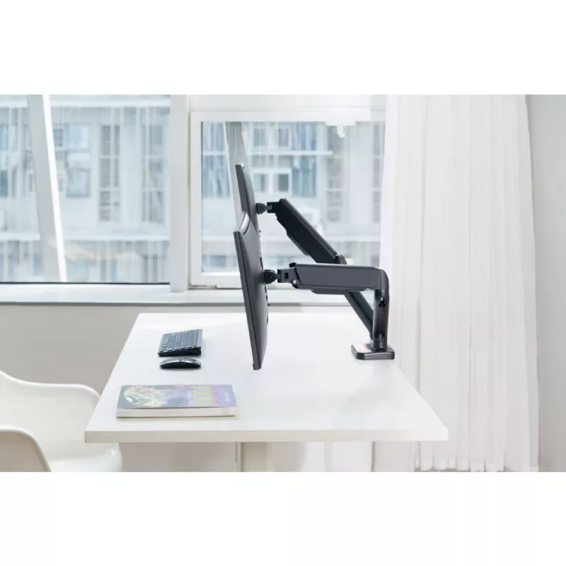 Techly ICA-LCD 462B Monitorarm für den Tisch, Gasdruckfeder, 17–32 Zoll (43,2–81,3 cm), 9 kg, VESA 75x75/100x100, Schwarz