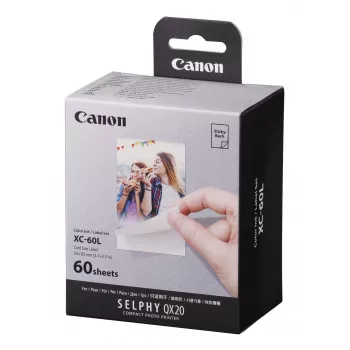Canon XC-60L, Farbsublimation, 5,4x8,5 cm, 60 Stk. Canon XC-60L. Drucktechnologie: Farbsublimation, Papiergröße: 5,4x8,5 cm. Menge pro Packung: 60 Stk.