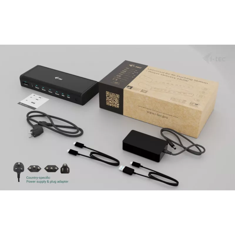 i-tec Universal 6x 4K/60Hz Display Docking Station + Power Delivery 140W