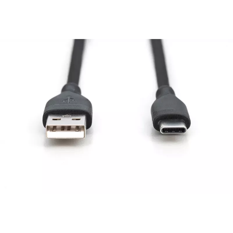 DIGITUS USB-C Silicone charging Kabel USB-A - USB-C USB 2.0 60W - 50cm Schwarz