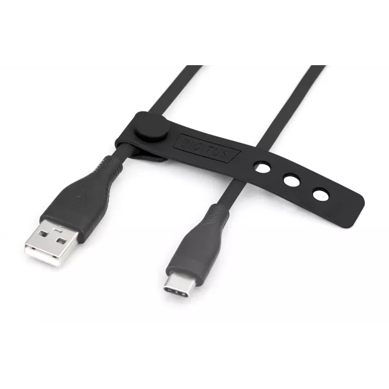 DIGITUS USB-C Silicone charging Kabel USB-A - USB-C USB 2.0 60W - 1m Schwarz