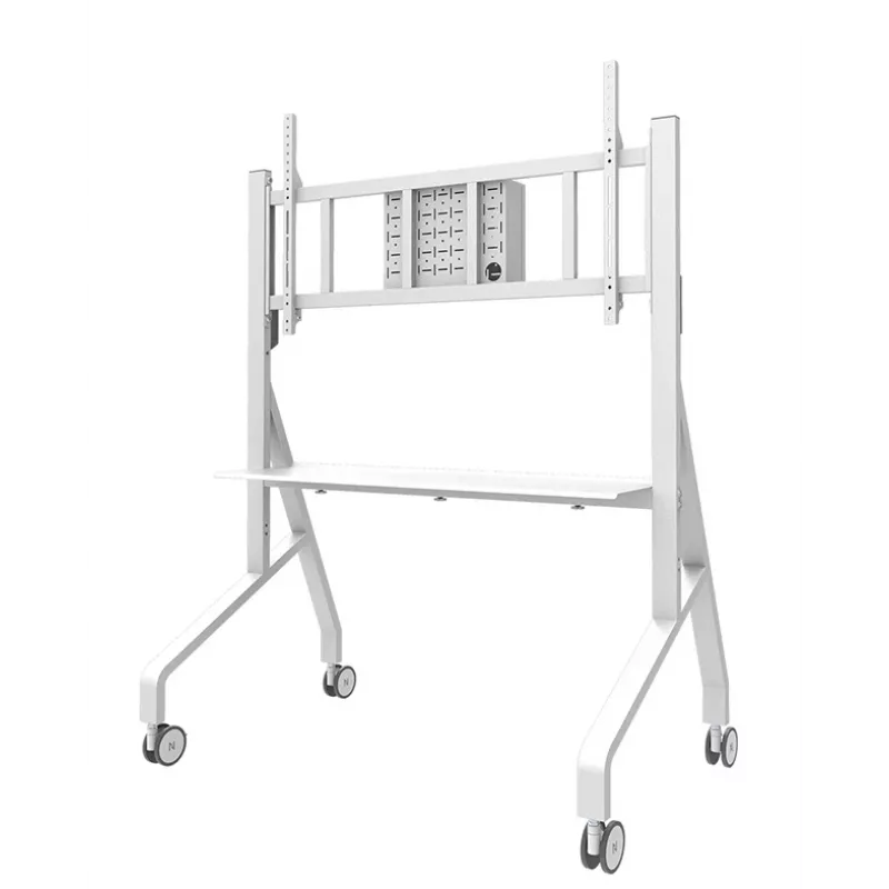 Neomounts MOVE Go XL FL50-575WH1 TV-Rollwagen, 65-110 Zoll, max. 125 kg, VESA 100x100-1100x600, höhenverstellbar 129-139 cm, abschließbar, Schnellinstallation, TÜV-zertifiziert, Weiß