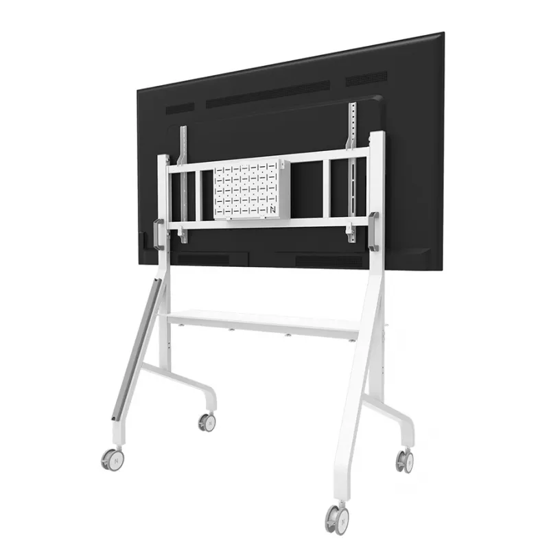 Neomounts MOVE Go XL FL50-575WH1 TV-Rollwagen, 65-110 Zoll, max. 125 kg, VESA 100x100-1100x600, höhenverstellbar 129-139 cm, abschließbar, Schnellinstallation, TÜV-zertifiziert, Weiß