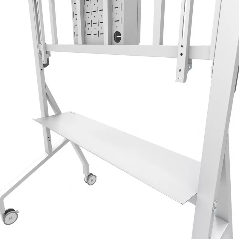 Neomounts MOVE Go XL FL50-575WH1 TV-Rollwagen, 65-110 Zoll, max. 125 kg, VESA 100x100-1100x600, höhenverstellbar 129-139 cm, abschließbar, Schnellinstallation, TÜV-zertifiziert, Weiß