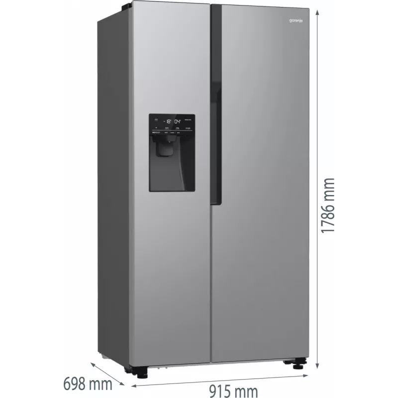 Gorenje Side-by-Side NRR9185ESXL BK065B, Standgerät, American Door, Grau, LED, Stahl, Glas