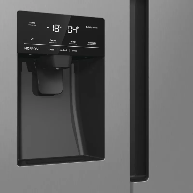 Gorenje Side-by-Side NRR9185ESXL BK065B, Standgerät, American Door, Grau, LED, Stahl, Glas