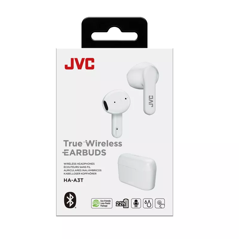 JVC HA-A3T True-Wireless-In-Ear-Kopfhörer, Bluetooth 5.1, IPX4, bis zu 22 h, 20 - 20000 Hz, weiß