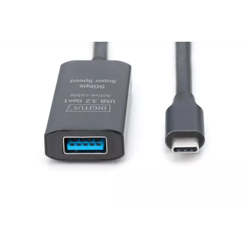 DIGITUS Aktives USB-C-Verlängerungskabel – 5G USB 3.2 Gen1 USB-C – USB-A (M/F) – 10 m