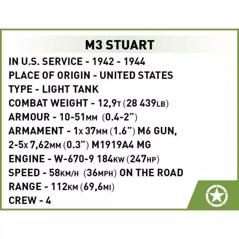 COBI M3 Stuart Bausatz, 511 Teile