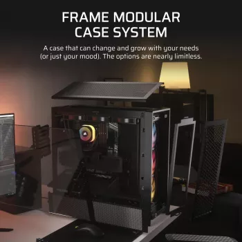 PC-Gehäuse CORSAIR FRAME 4000D RS ARGB Midi Tower Schwarz — ATX/Micro-ATX/Mini-ITX, gehärtetes Glas, ARGB-Lüfter, bis zu 370 mm GPU