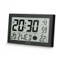 Hama Martinique digitale Funk-Wanduhr mit Thermometer und Hygrometer, Schwarz