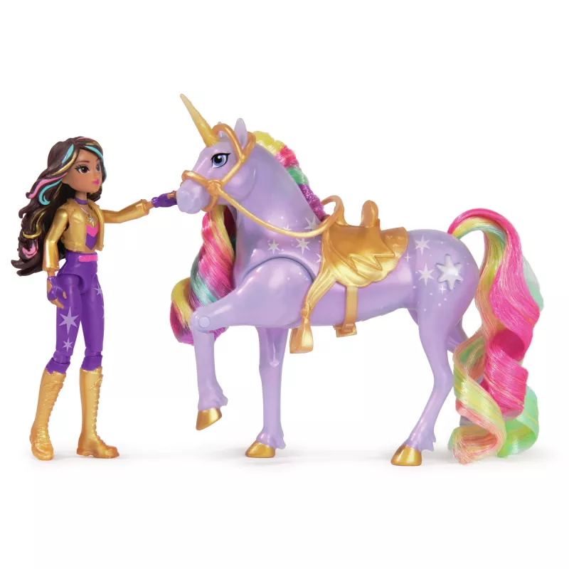 Spin Master Unicorn Academy 6067325 Licht-Magie Wildstar und Sophia Puppen- und Einhorn-Figurenset, ab 4 Jahren