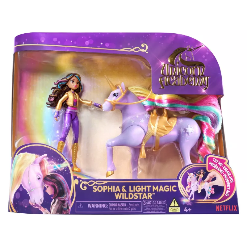 Spin Master Unicorn Academy 6067325 Licht-Magie Wildstar und Sophia Puppen- und Einhorn-Figurenset, ab 4 Jahren