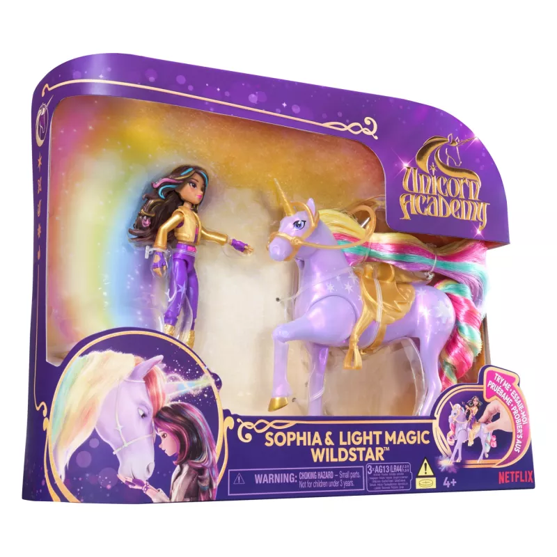 Spin Master Unicorn Academy 6067325 Licht-Magie Wildstar und Sophia Puppen- und Einhorn-Figurenset, ab 4 Jahren