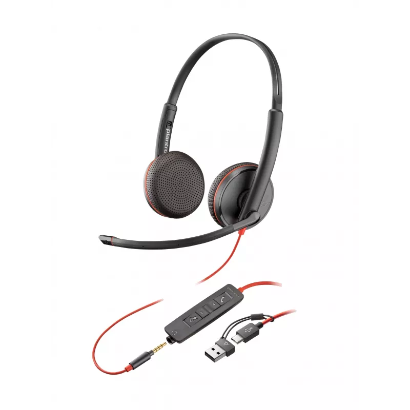 HP Poly Blackwire 3225 Stereo-USB-C-Headset +3,5-mm-Klinkenstecker +USB-C/A-Adapter (Bulk)