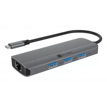 ICY BOX IB-DK4034a-CPD Kabelgebundenes USB 3.2 Gen 1 (3.1 Gen 1) Type-C Aluminium, Silber
