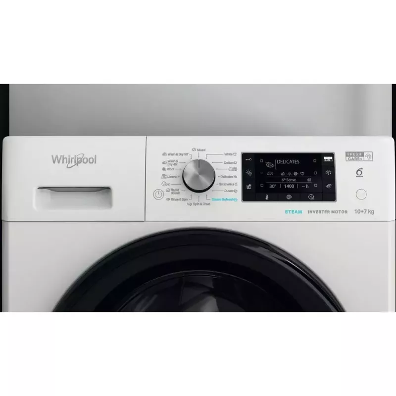 Whirlpool FFWDD1076258B Waschtrockner Freistehend Frontlader Weiß