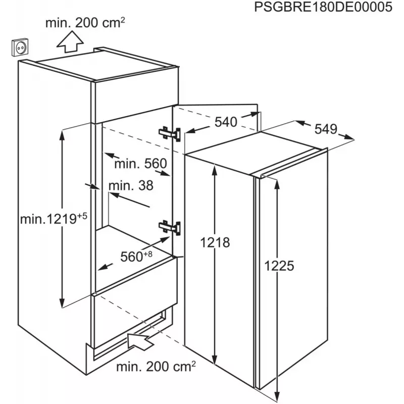 Einbau-Kühlschrank Electrolux LRB3AE12S — 208 L, statische Kühlung, wechselbarer Türanschlag, LED-Beleuchtung