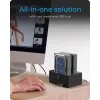 ICY BOX IB-1233CL-CR 2-Bay 2,5/3,5 Zoll SSD/HDD Docking- und Klonstation, CF/SD-Kartenleser, USB-A-Hub, USB 3.2 Gen 1, Schwarz