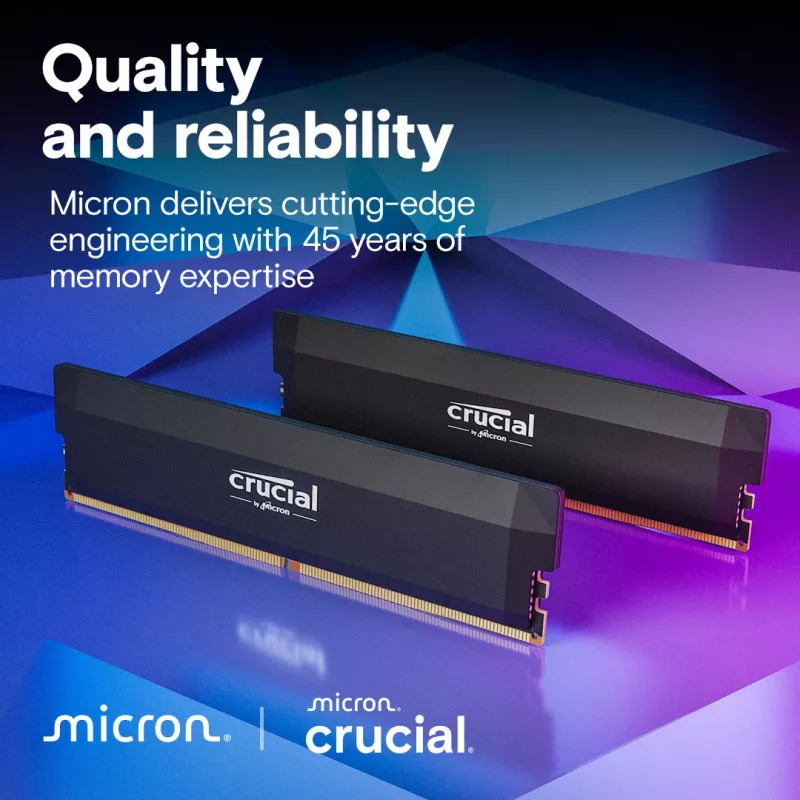 Crucial Pro OC CP32G64C40U5B 32 GB (1 x 32 GB) DDR5-6400 UDIMM CL40 Speichermodul, Schwarz